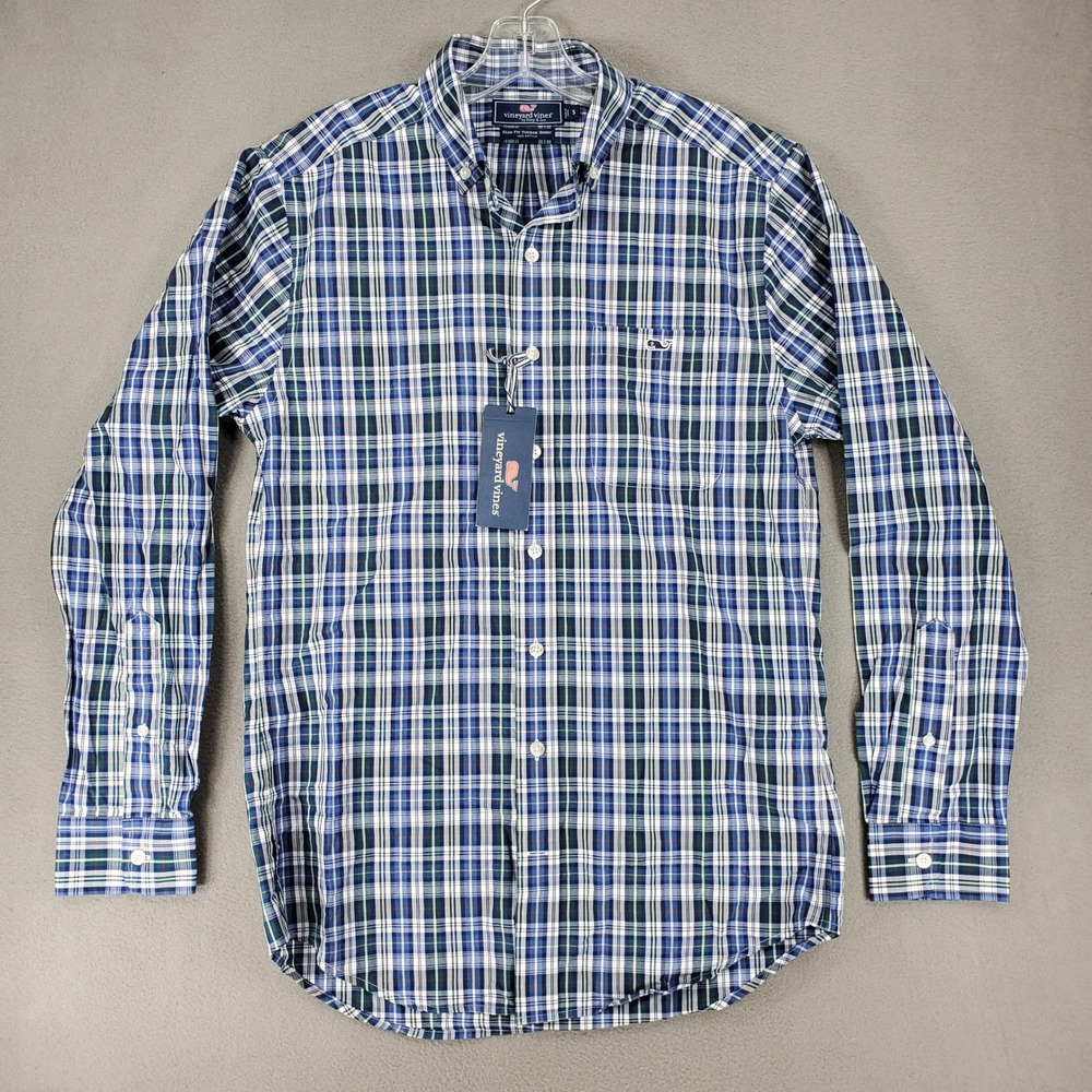 Vineyard Vines Button Up Mens S Charleston Green Slim Fit Tucker Plaid NEW